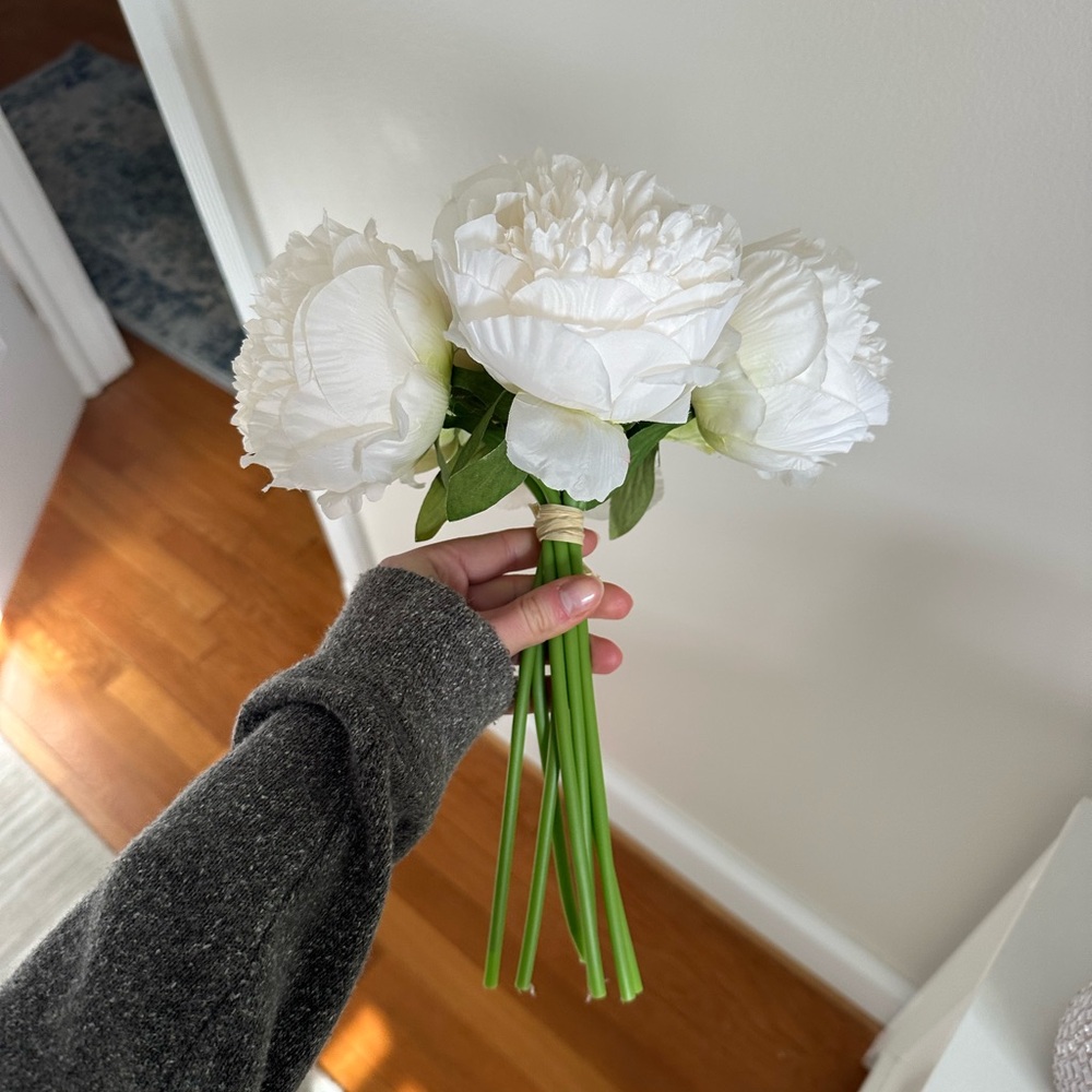Elegant White Faux Peony Bouquet